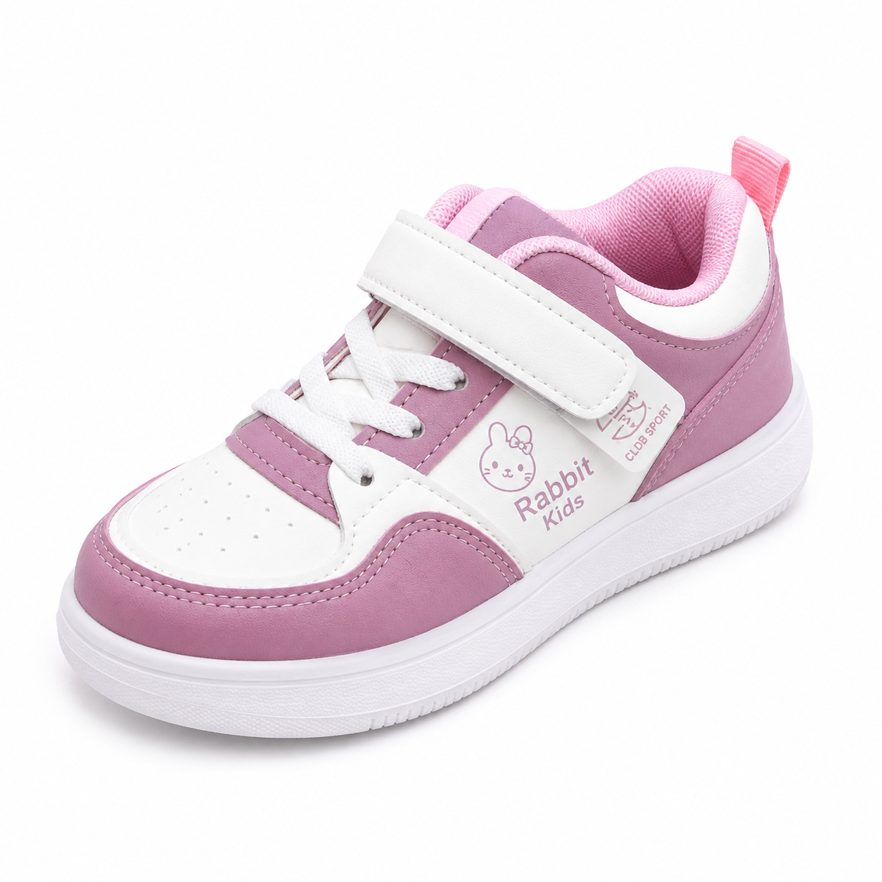 Girls Pink & White Hook-and-Loop Trainers  Kids Casual Everyday Sneakers