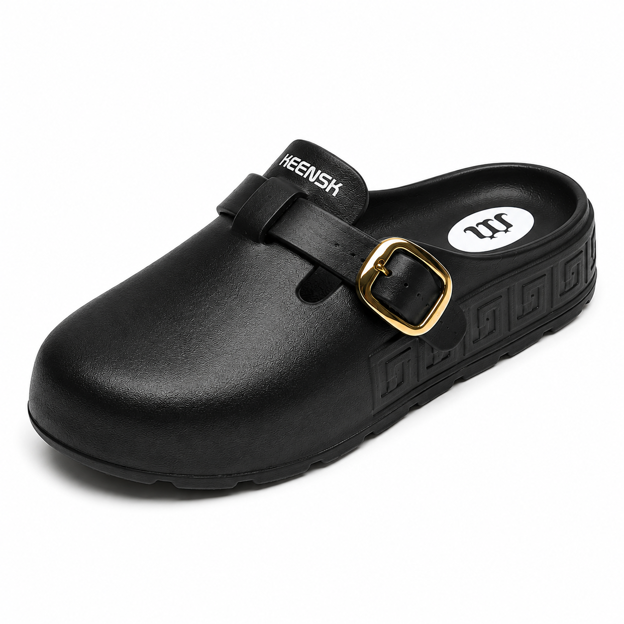 KEENSH Black Buckle Clog Mules  Unisex Slip-On Casual Sandals