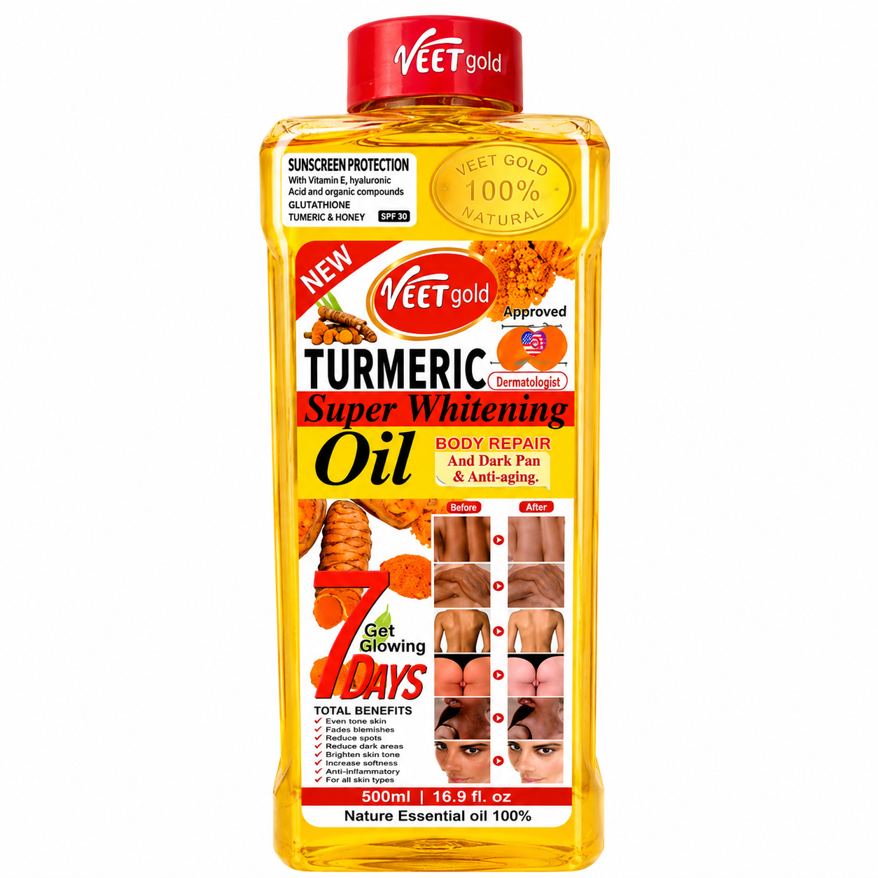 Veet Gold Tumeric Super Whitening Body Oil - 500g