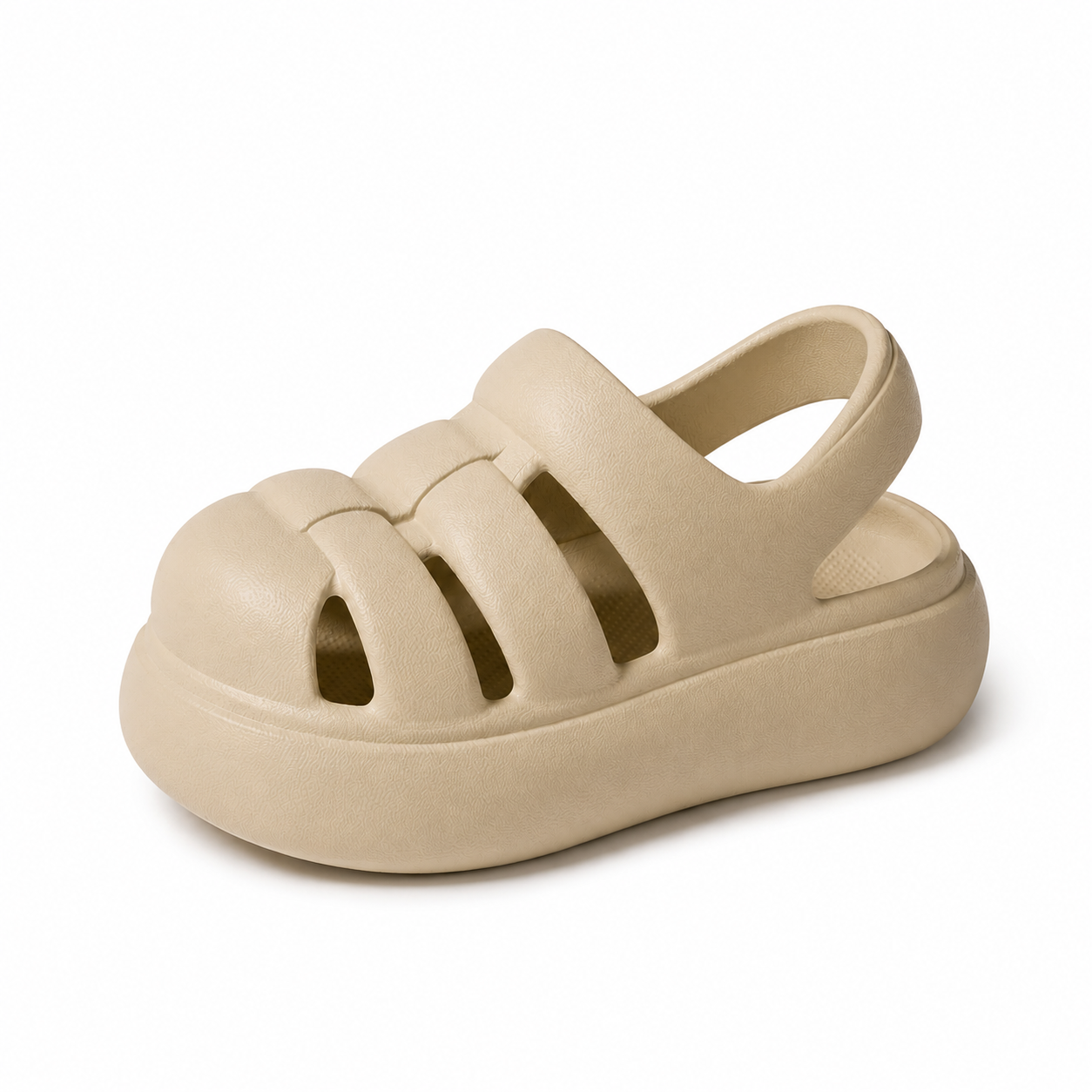Kids Cream Chunky Closed-Toe Sandals  Lightweight Summer Clogs
