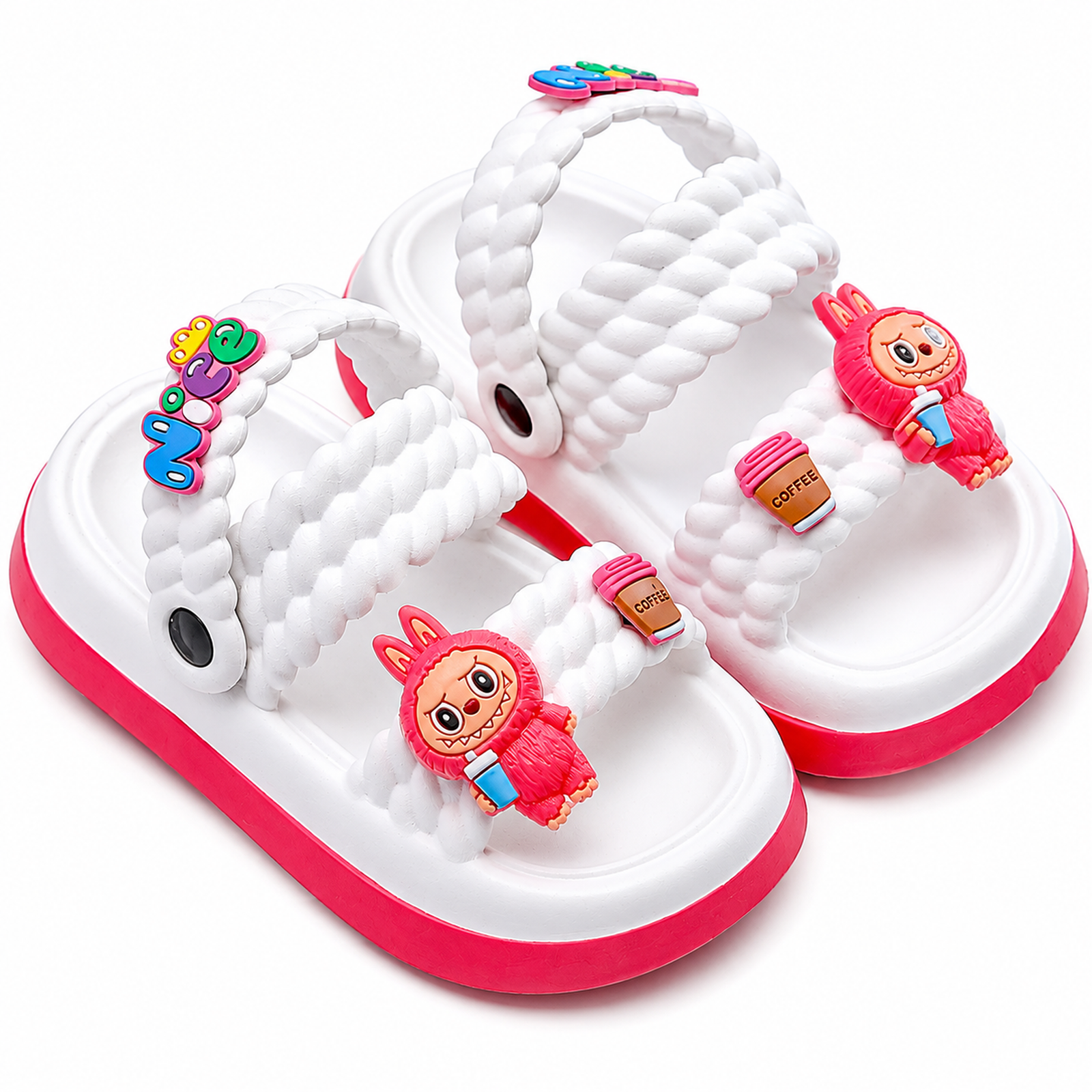 Girls Cute Character Summer Sandals  Braided Strap Kids Shoes