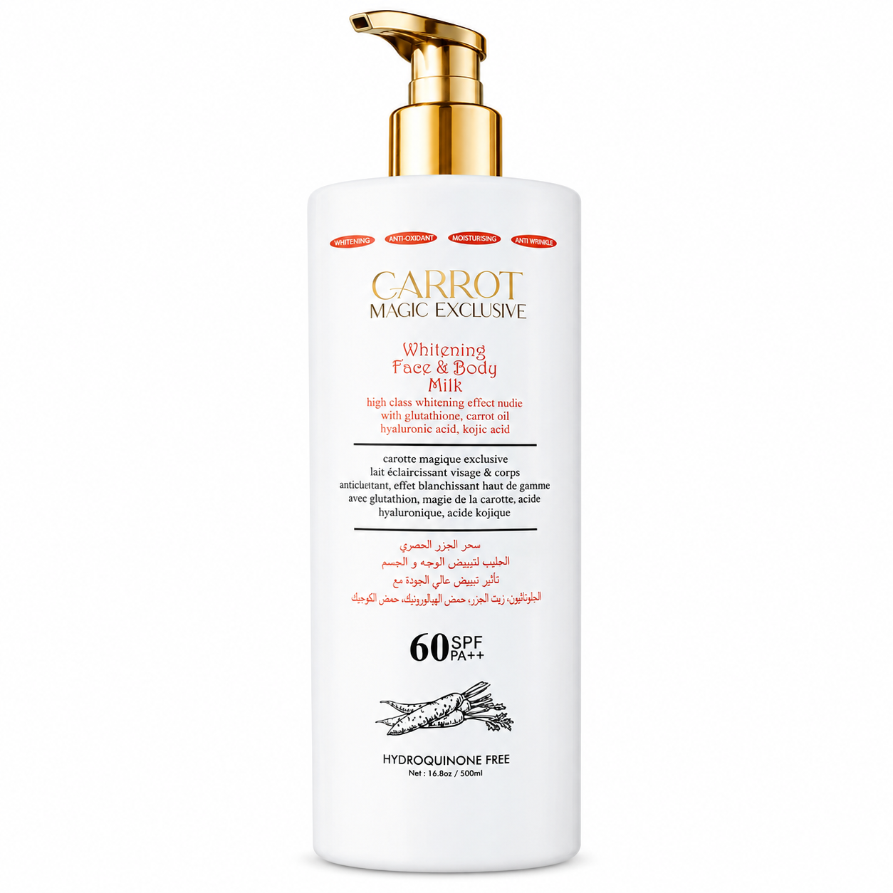 Carrot Magic Exclusive Whitening Face & Body Milk  500ml
